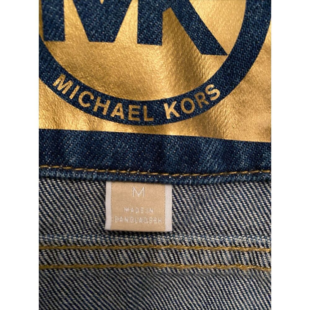 Michael Kors Dark Blue Jean Jacket with Gold Buttons Size Medium M - Picture 8 of 9